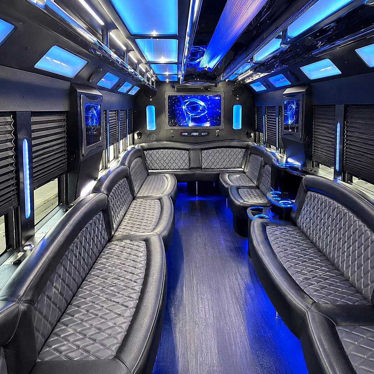 davis 50 passenger party bus interior