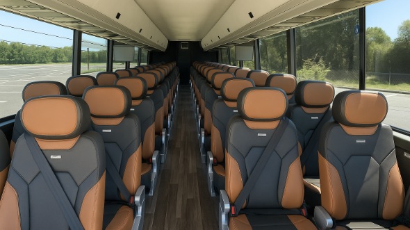 Interior of Charter Bus Company San Francisco's 55 Passenger Charter Bus in San Francisco
