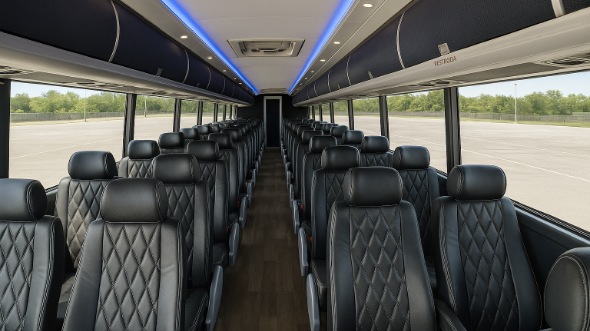 davis 55 passenger charter bus inside