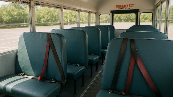 Interior of Charter Bus Company San Francisco's School Bus in San Francisco